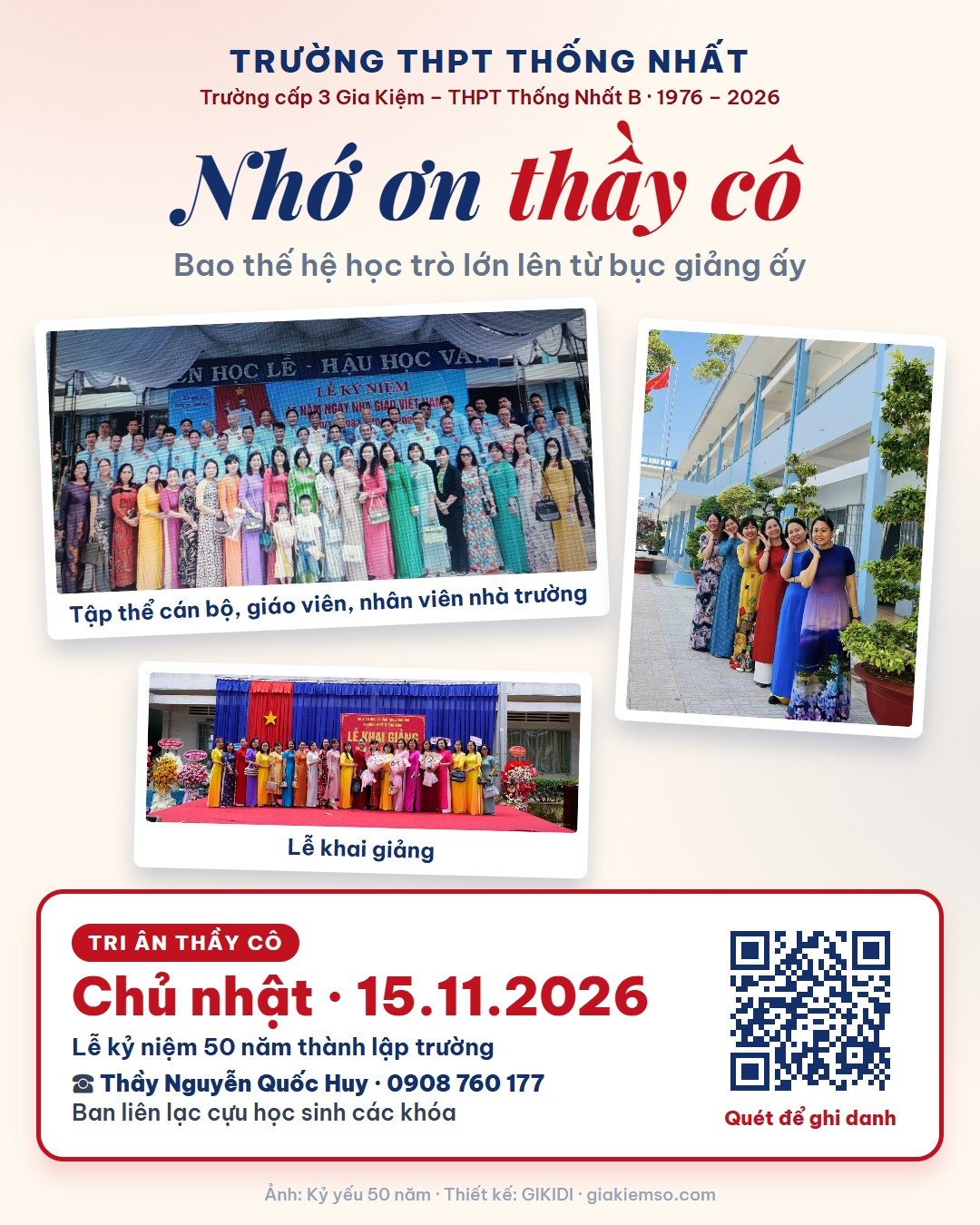 Nhớ ơn thầy cô — tập thể cán bộ, giáo viên, nhân viên nhà trường