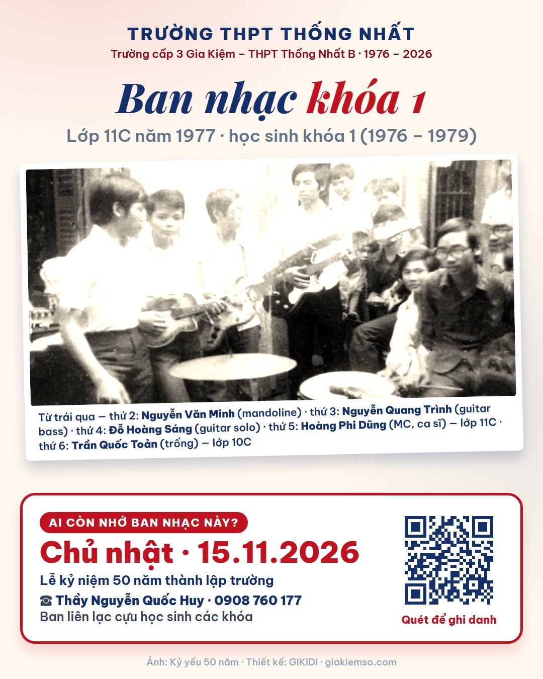 Ban nhạc lớp 11C năm 1977 — học sinh khóa 1 (1976 – 1979)
