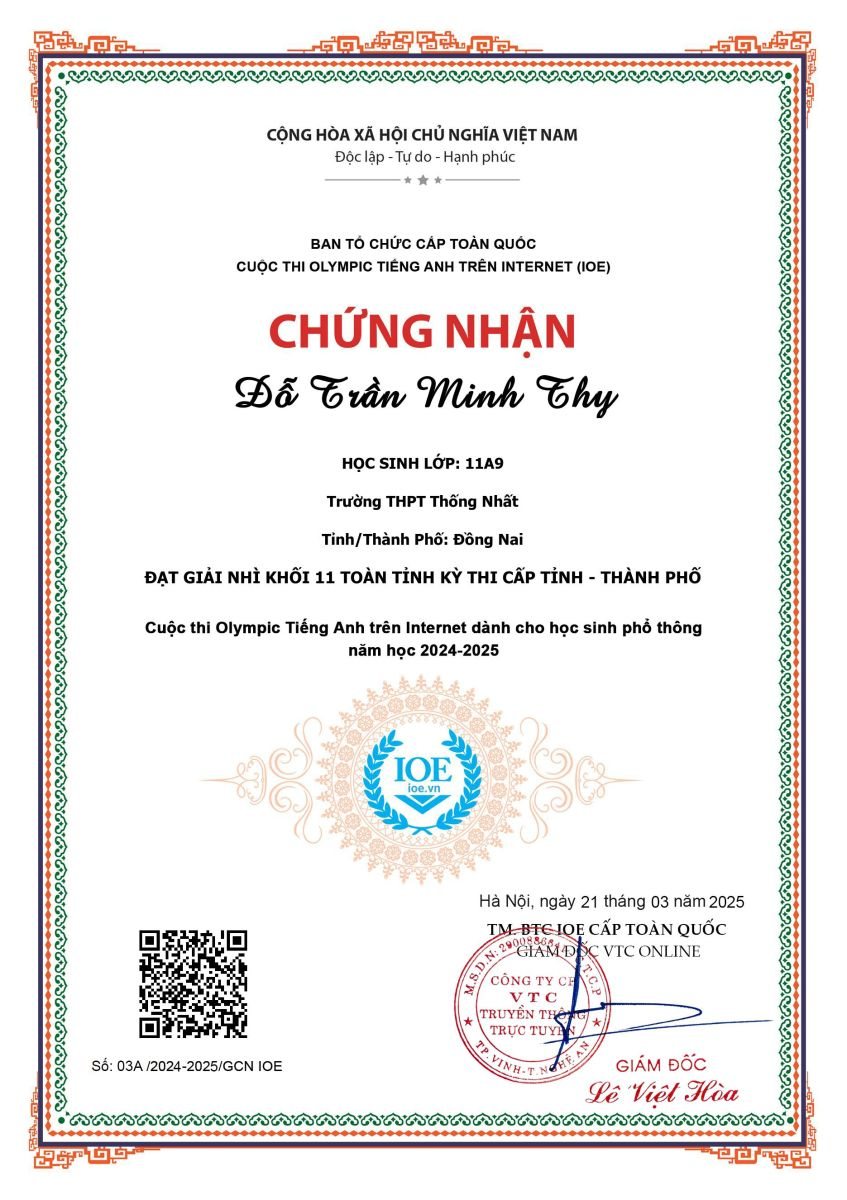 Nguyễn Hoài Anh — giải Khuyến khích toàn tỉnh